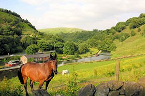 Stunning Pennine scenery besdie the Rochdale Canal, perfect barging country